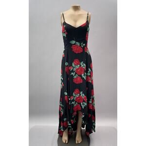 Reformation Dress Women 4 Sorrento Hera Red Rose Floral High Low Wedding Event